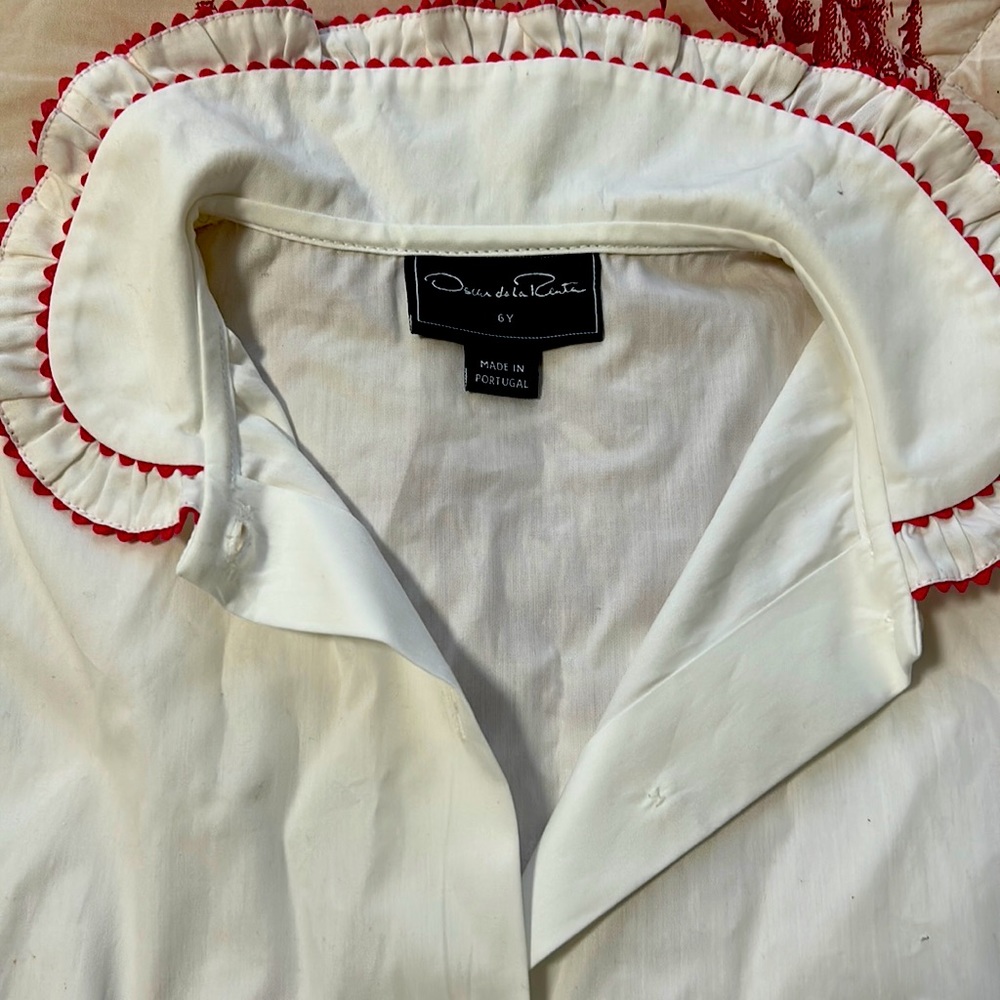 Oscar de la Renta girl pique double Ric Rac blouse